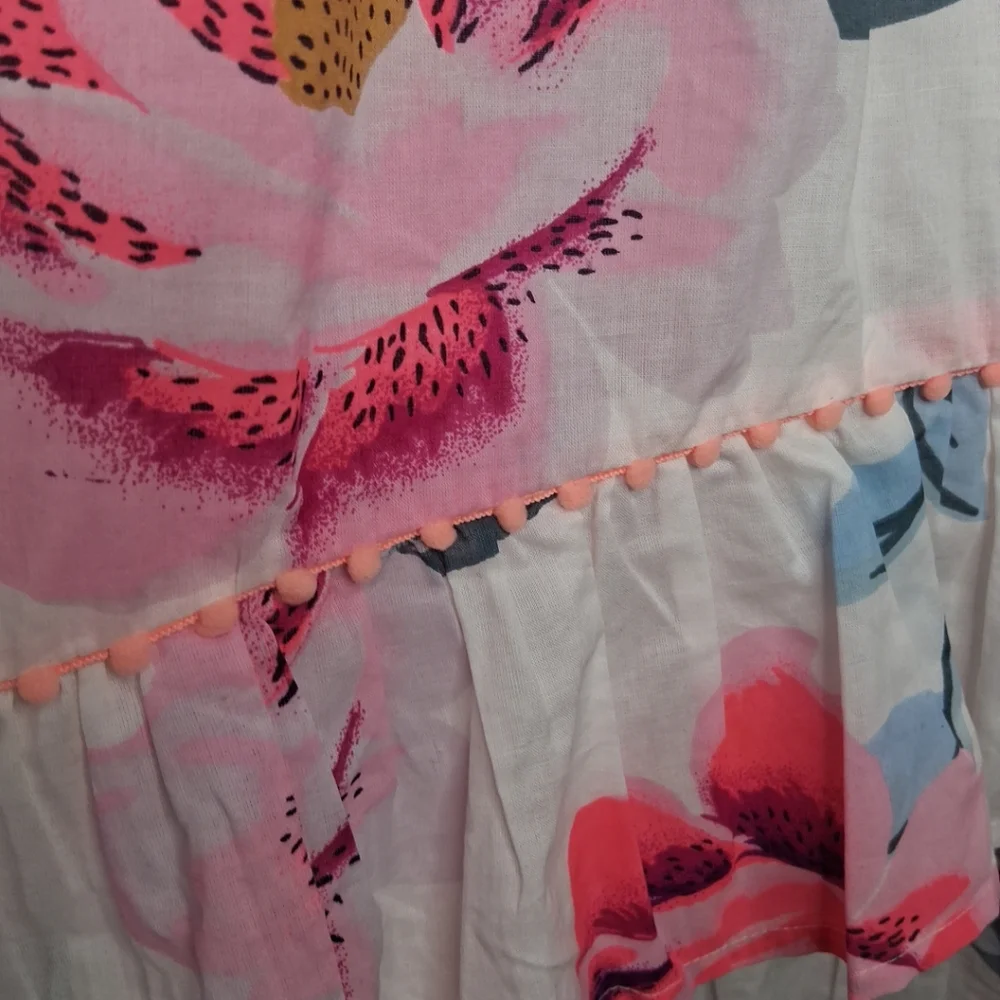 Monsoon Girls Sundress Sleeveless High Low Hem Floral Ivory Pink Purple 10 copy